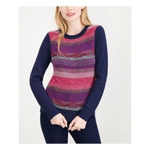 Maison Jules Women's Top XS Knit Pullover Sweater Blue Multi Stripe XS